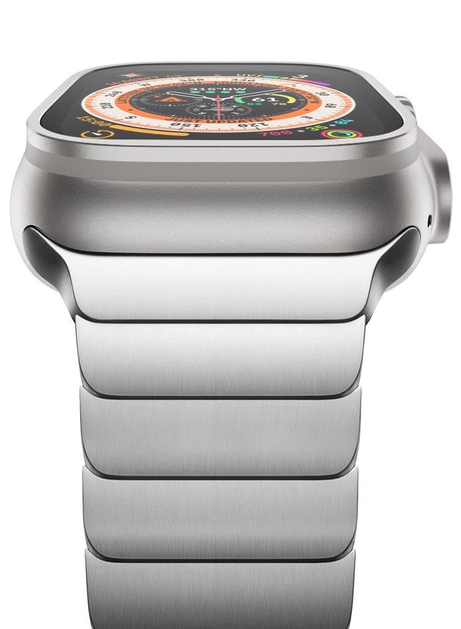 NewWays Magnetic Link Bracelet Compatible with Apple Watch Ultra 3 2 1 Band 49mm Series 11 10 46mm 45mm 44mm Series 9 8 7 6 SE 5 4, iWatch Stainless Steel Link Bands Magnetic Closure, Silver - Image 2